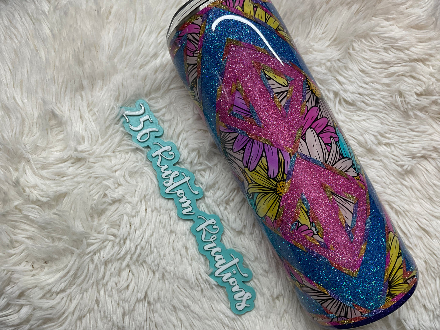 20oz Skinny Glitter Vinyl Template Tumbler "Floral"