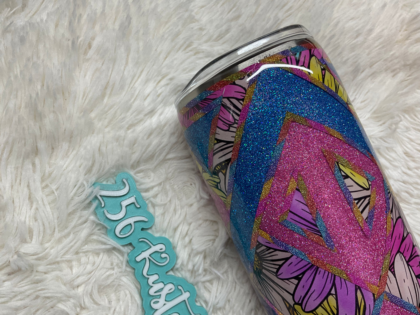 20oz Skinny Glitter Vinyl Template Tumbler "Floral"