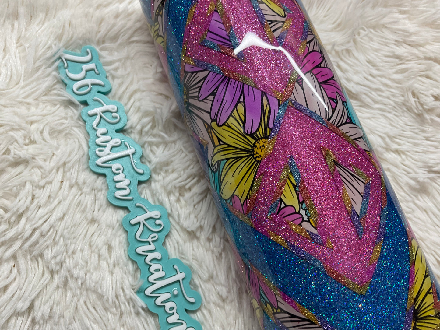 20oz Skinny Glitter Vinyl Template Tumbler "Floral"