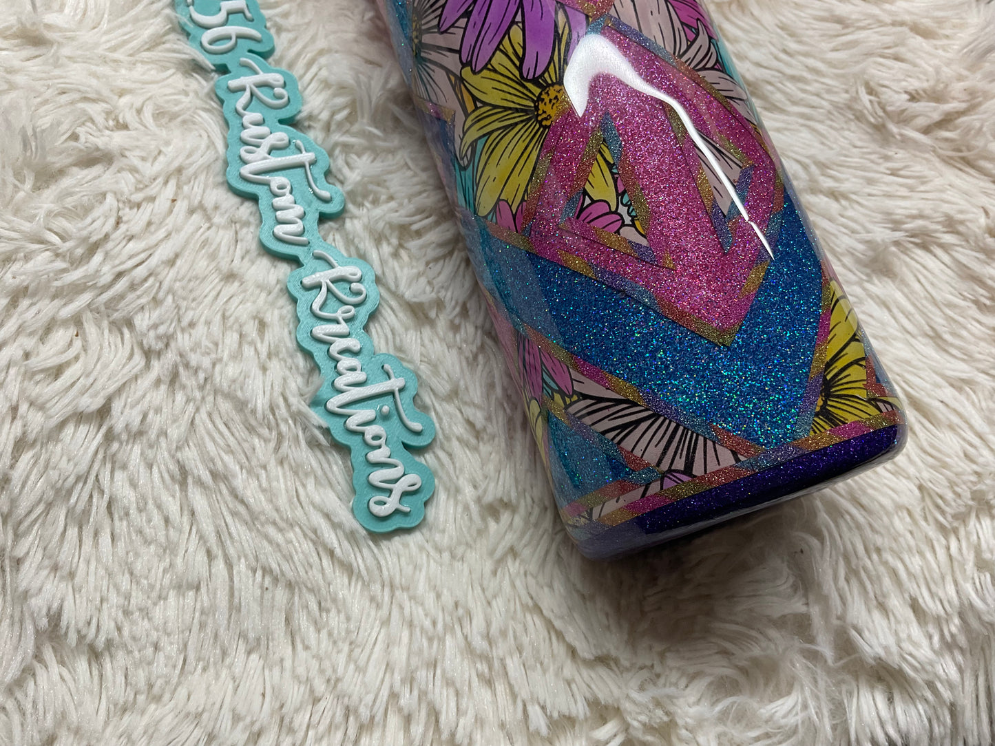 20oz Skinny Glitter Vinyl Template Tumbler "Floral"